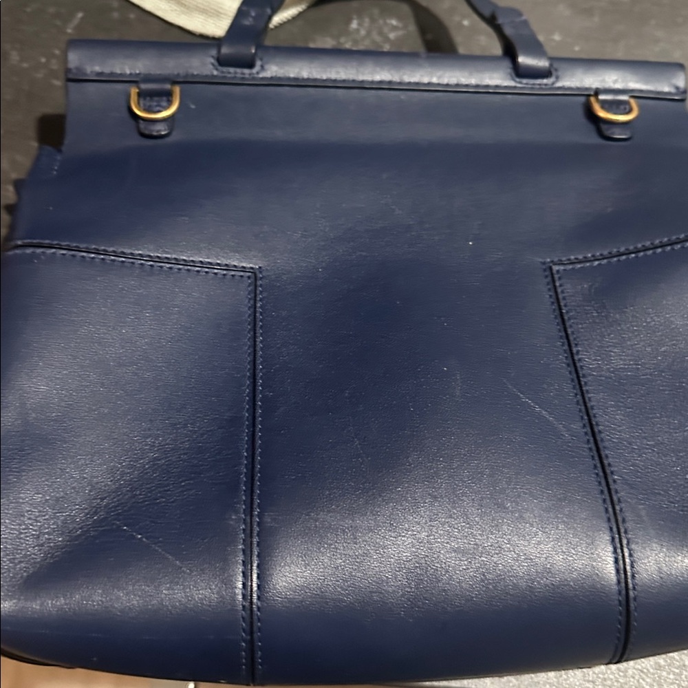 Elegant Navy Blue Tory Burch Studded Handbag - Picture 3 of 5
